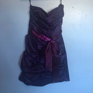 BouBou Purple Strapless Ruffled Formal Dress